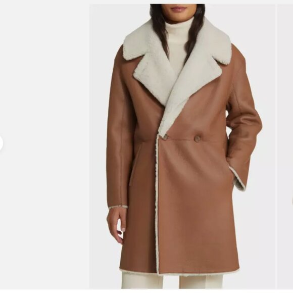HiSO Gyro Reversible Genuine Shearling & Leather Coat - Picture 1 of 16